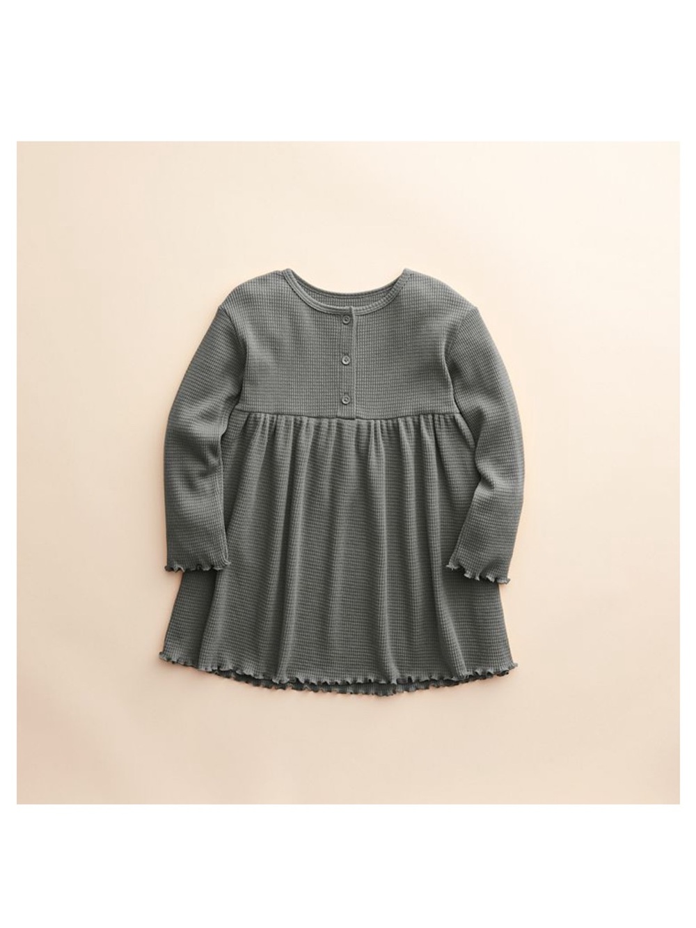 LC Little CO NWT Kids Long Sleeve Waffle Knit Dress - Gray